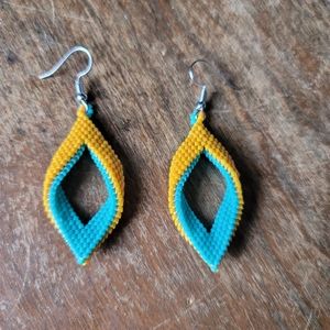 Folded peyote stitch beaded earrings